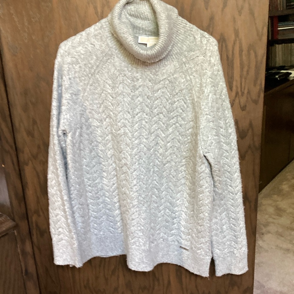 Michael Kors Gray Cowl Neck Sweater with Cable Knit Great condition